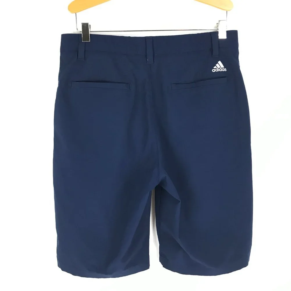 Adidas Flat Front Chino Shorts Men's Size 30 Navy Blue Polyester Blend Pockets - Picture 6 of 11